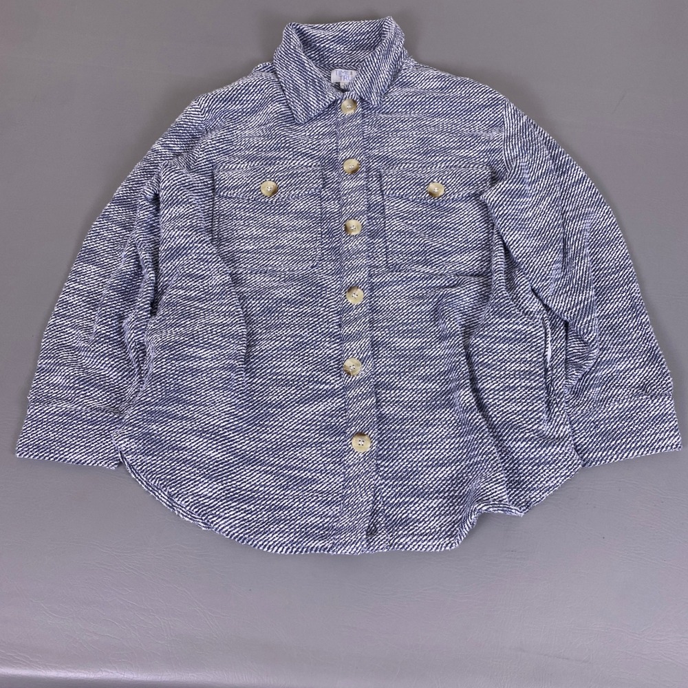 Time and Tru Shacket Shirt Jacket Men's Large 12-14 Blue White‎ Marled Cotton